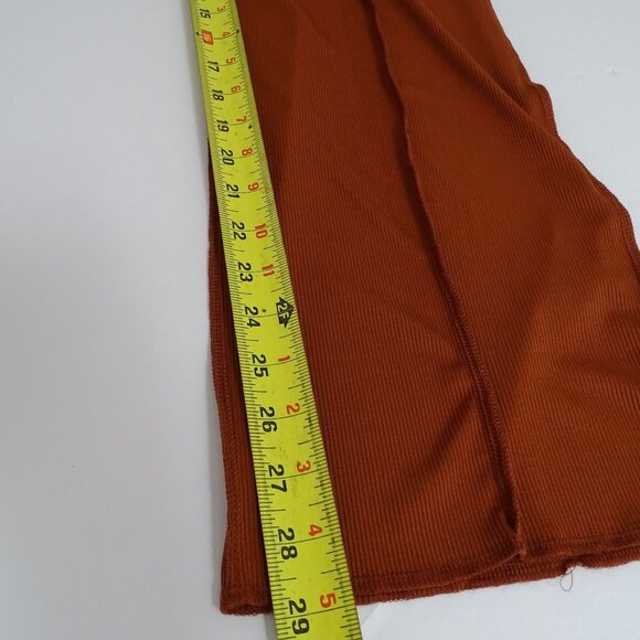 Brown 2-Piece Ribbed Long Sleeve Crop Top and Wide Leg Pants Women Size L - Picture 16 of 16